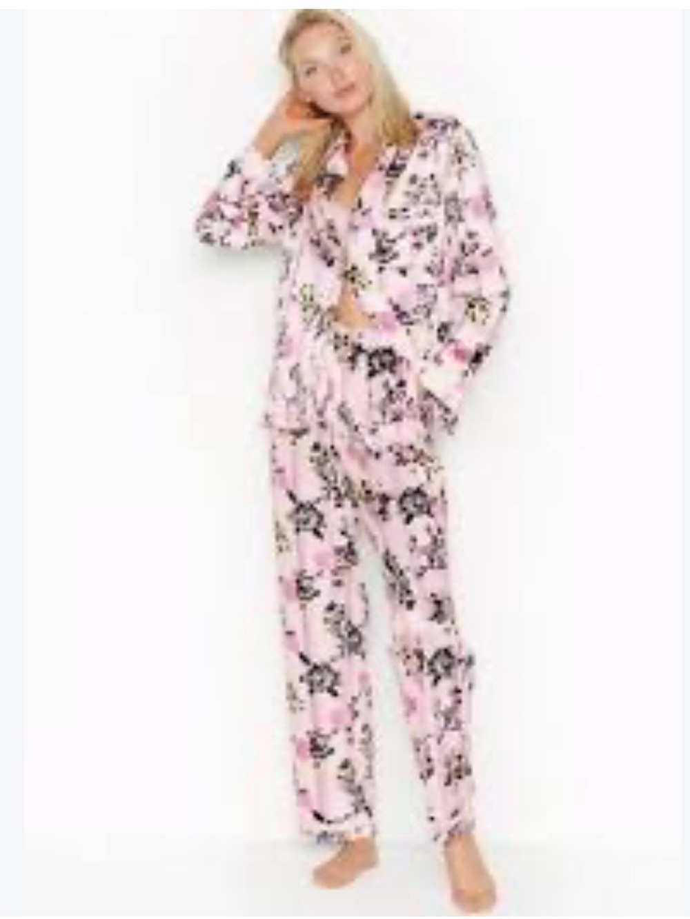 Victoria's Secret Pink Floral Long-Sleeve Pajama Set